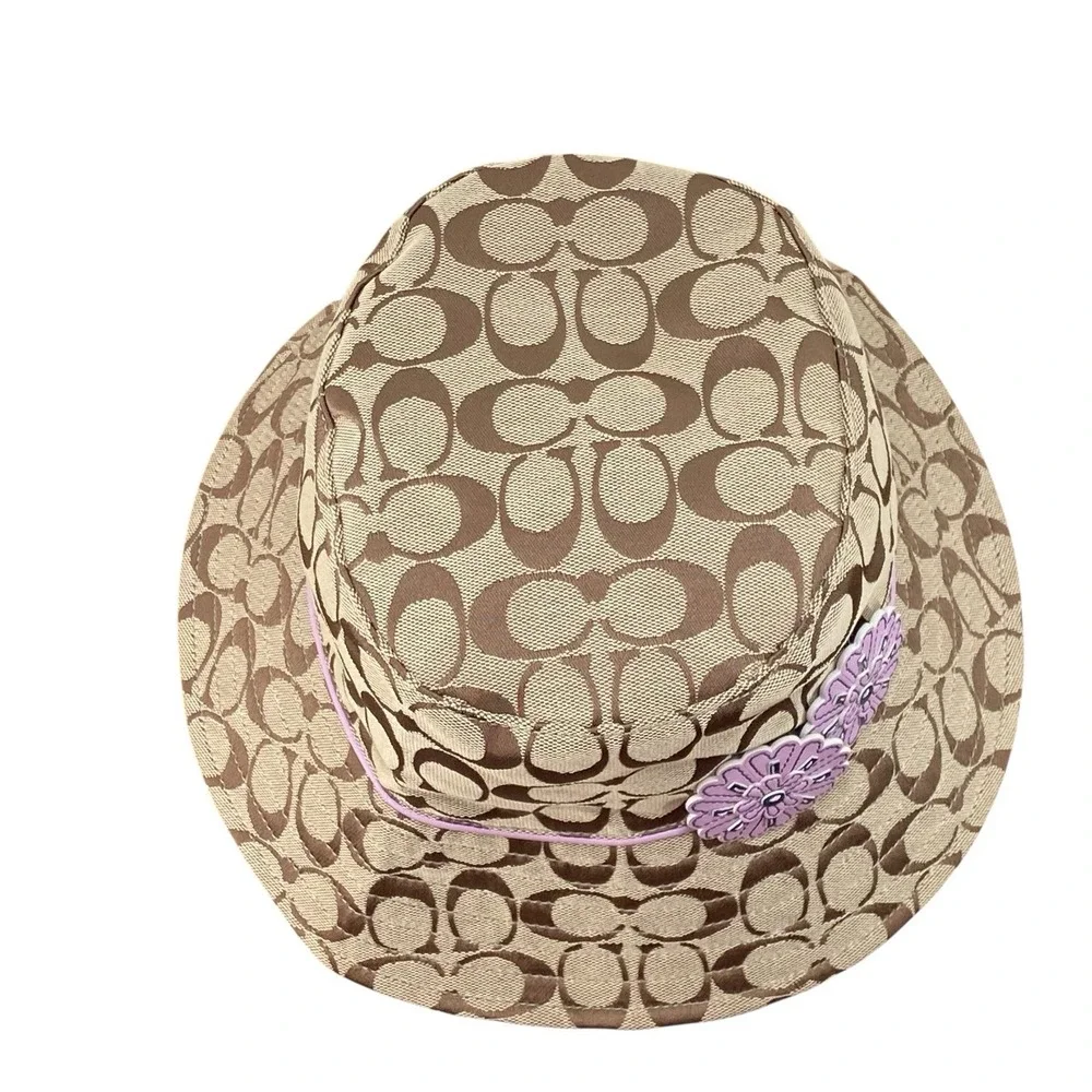 Coach Print Bucket Hat Lavender Flower Women's Size M/L Khaki/Multi F8D851 - Picture 5 of 8